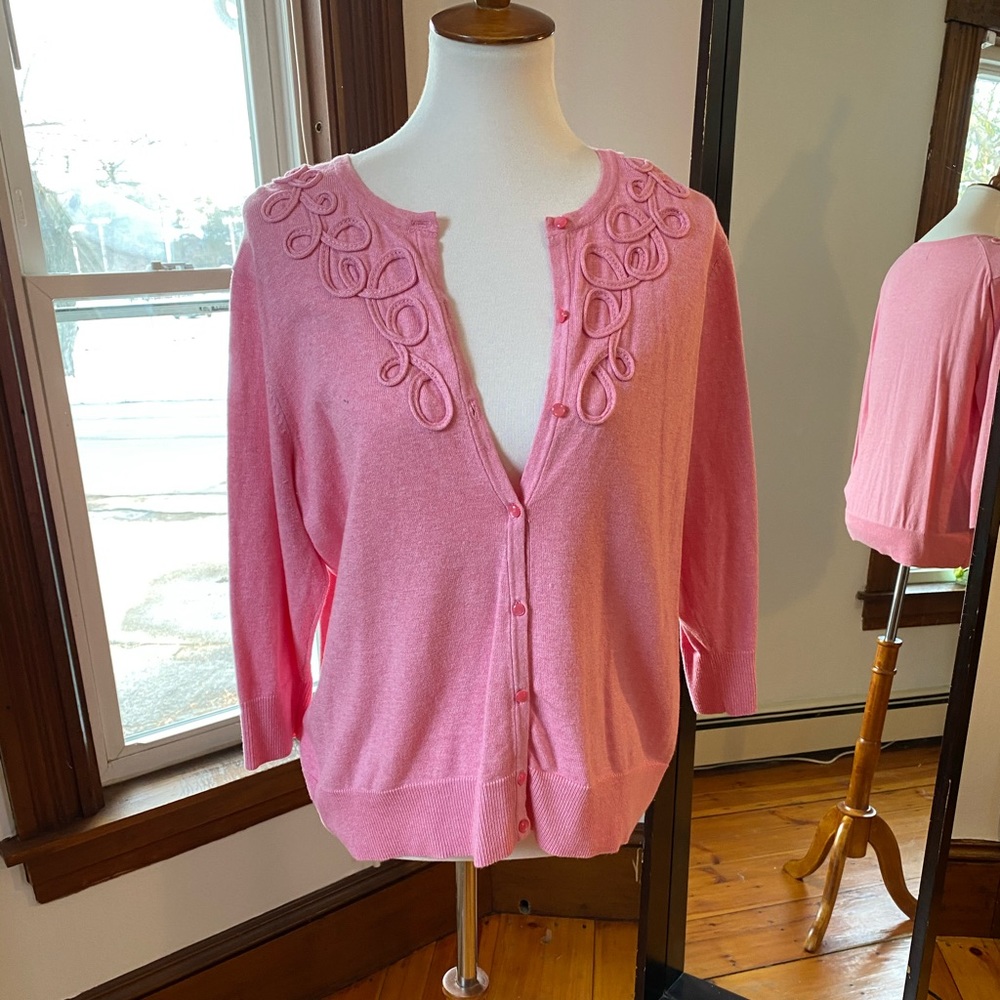 Pima Cotton pink cardigan Croft & Barrow XL